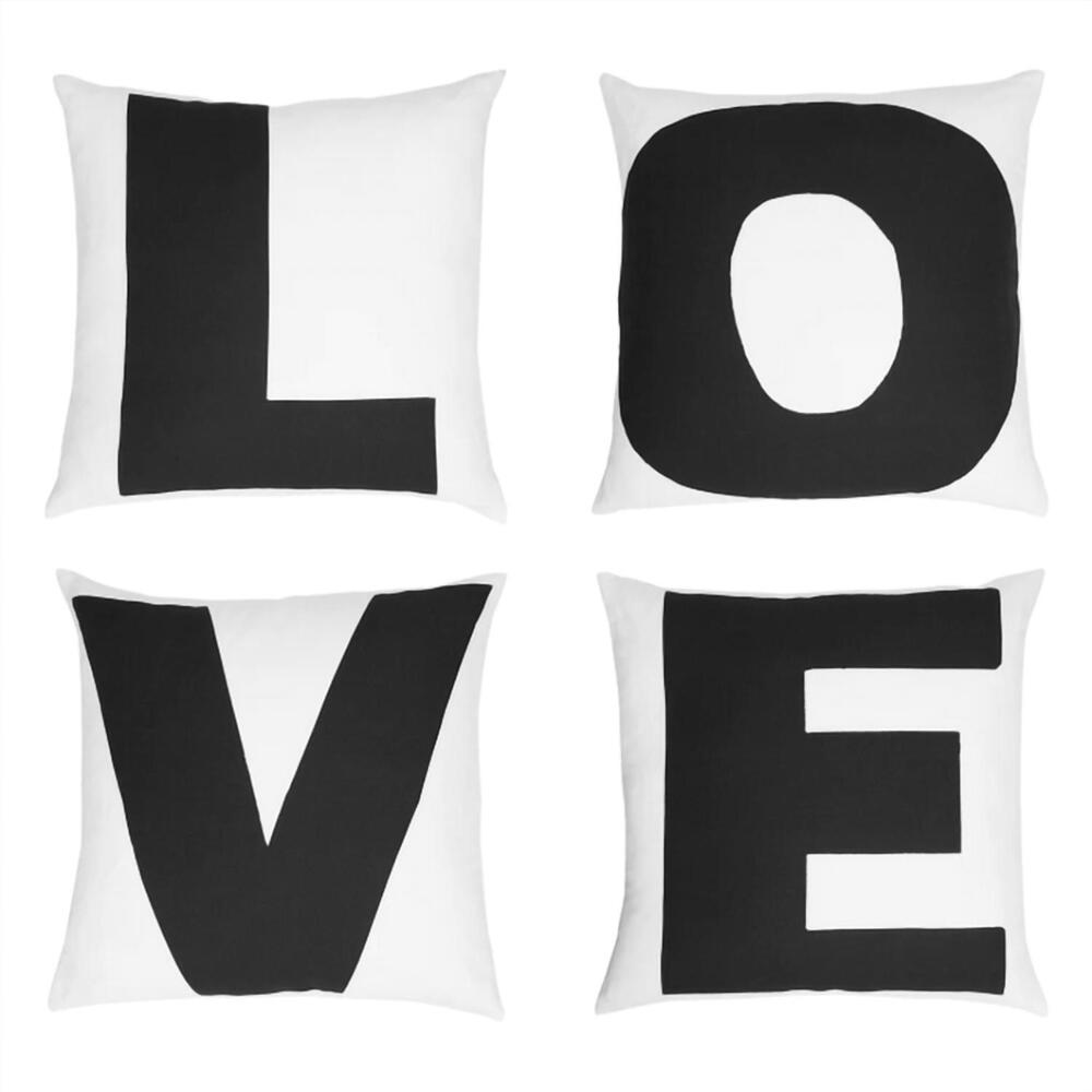 NEW KERRI ROSENTHAL women's love pillow set in black/white